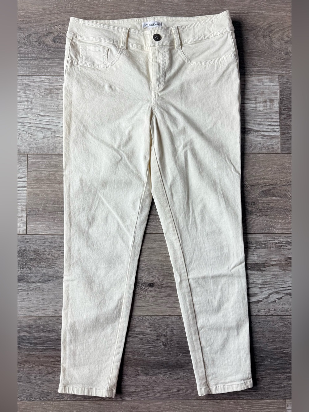 Calvin Klein White Ankle Zip Skinny Pants Stretch Size 8